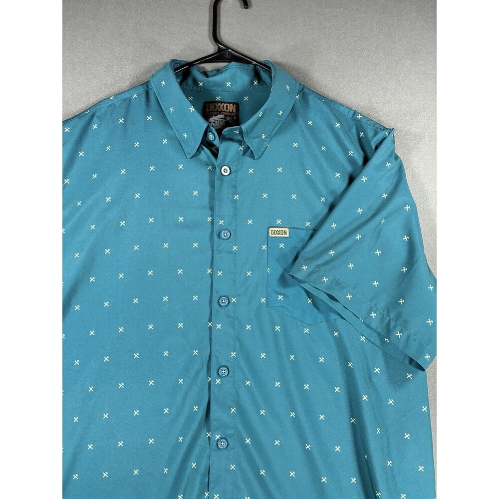 Dixxon Flannel Company Shirt 2X Teal Crossed Tools D-Lite Short Sleeve XXL